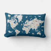 かわいい動物の世界地図 ランバークッション (正面)