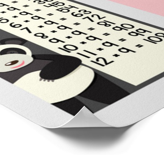 かわいい動物の乗算テーブル教育 ポスター (角)