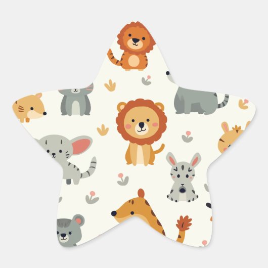 かわいい動物の仲間たちスタースティス» 星シール (正面)