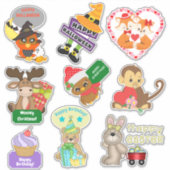 かわいい動物の休日の品揃え シール (正面)