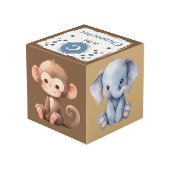 かわいい動物の写真名 幼稚園用 青 茶色 フォトキューブ (裏面アングル)