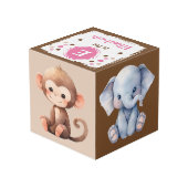 かわいい動物の写真名 幼稚園 ピンク 茶色 フォトキューブ (裏面アングル)