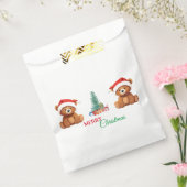 かわいい動物の冬のクマのサンタクリスマスツリー フェイバーバッグ (封をした状態)