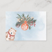 かわいい動物の冬のクリスマスおむつベビーシャワー エンクロージャーカード (裏面)