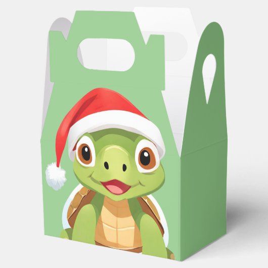 かわいい動物の冬の亀サンタ・クリスマスのお願い フェイバーボックス (オープン)