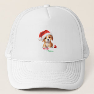 かわいい動物の冬の子犬サンタ・クリスマス キャップ
