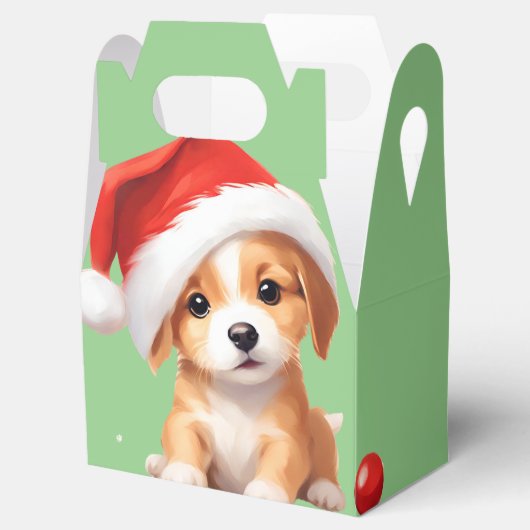 かわいい動物の冬の子犬サンタ・クリスマス フェイバーボックス (オープン)
