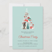 かわいい動物の冬の森のクリスマスパーティー 招待状 (正面)