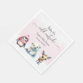 かわいい動物の冬の赤ちゃんガールシャワー スタンダードランチョンナプキン (角)