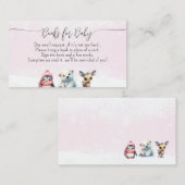 かわいい動物の冬の赤ちゃん女の子シャワーブックリクエスト エンクロージャーカード (正面/裏面)