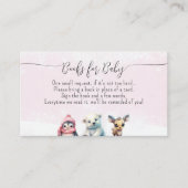 かわいい動物の冬の赤ちゃん女の子シャワーブックリクエスト エンクロージャーカード (正面)