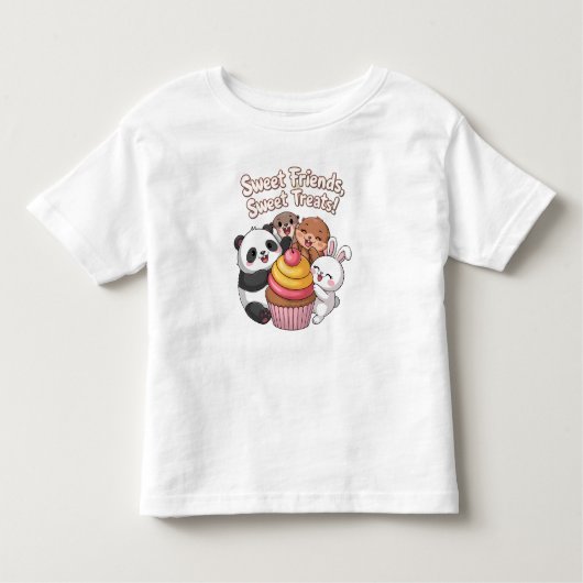 かわいい動物の友だちカップケーキ – Sweet Treats Ka トドラーTシャツ (正面)
