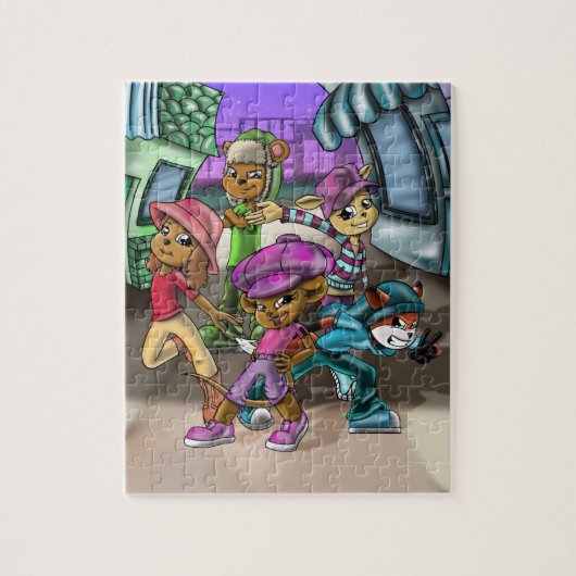 かわいい動物の友カラフル人 ジグソーパズル (縦)