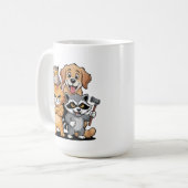 かわいい動物の友達チームイラスト コーヒーマグカップ (正面左)