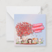 かわいい動物の友達ハッピーバレンタインデー ノートカード (正面)