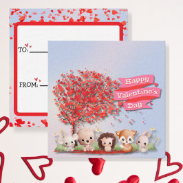 かわいい動物の友達ハッピーバレンタインデー ノートカード
