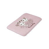 かわいい動物の友達ピンクの女の子たち バスマット (アングル)