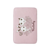 かわいい動物の友達ピンクの女の子たち バスマット (正面縦)