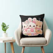 かわいい動物の友達 ハート 花 パステルT クッション (椅子)