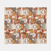 かわいい動物の友達 フリースブランケット (正面(横))