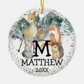 かわいい動物の子どもの写真レターイニシャル名 セラミックオーナメント (正面)