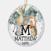 かわいい動物の子どもの写真レターイニシャル名 セラミックオーナメント (左)