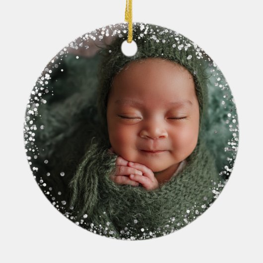 かわいい動物の子どもの写真レターイニシャル名 セラミックオーナメント (裏面)