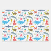 かわいい動物の子ども向けギフト ラッピングペーパーシート (正面3)