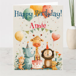 かわいい動物の子供のデザインと誕生日の要素 カード