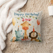 かわいい動物の子供のデザインと誕生日の要素 クッション (ブランケット)