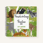 かわいい動物の子供向けの手書き練習帳 ノートブック (正面)