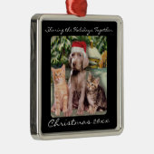 かわいい動物の子犬と子猫ペットパーソナライズされた メタルオーナメント (右)