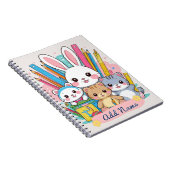 かわいい動物の学校ノート（編集可能） ノートブック (右側)