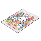 かわいい動物の学校ノート（編集可能） ノートブック (左側)