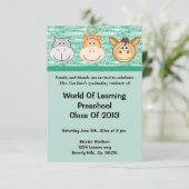 かわいい動物の幼稚園か幼稚園の卒業 招待状 (スタンド正面)