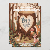 かわいい動物の性別公開パーティの招待状 招待状 (正面/裏面)