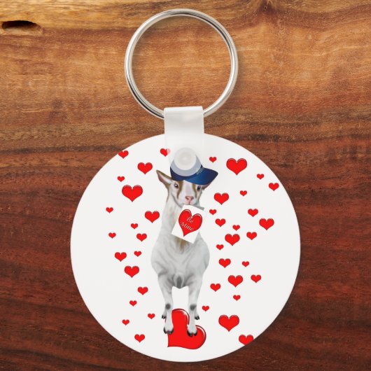かわいい動物の恋人は私のバレンタインヤギのギフトになる キーホルダー (正面)