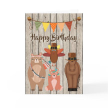 かわいい動物の感謝祭ハッピーバースデー