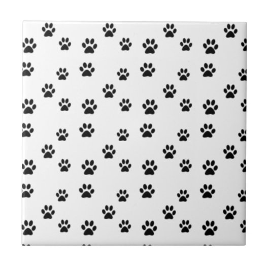 かわいい動物の手のプリントデザイン タイル (正面)