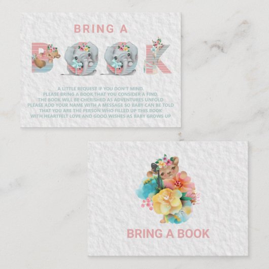 *~*かわいい動物の手紙ベビーが本を持ってくる エンクロージャーカード (正面/裏面)