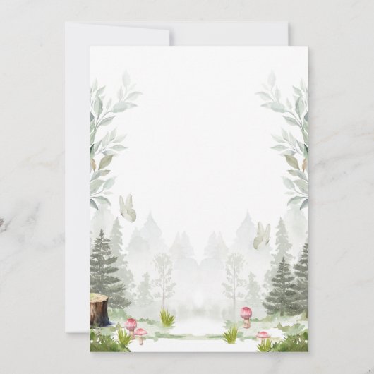 かわいい動物の森の中庭の赤ちゃんシャワー 招待状 (裏面)