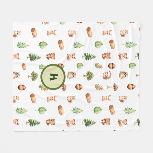 かわいい動物の森の森の子供たち フリースブランケット (正面(横))