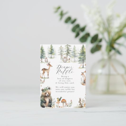 かわいい動物の森の森の木の国のクマおむつラッフル エンクロージャーカード (スタンド正面)