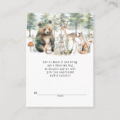 かわいい動物の森の森の木の国のクマおむつラッフル エンクロージャーカード (裏面)