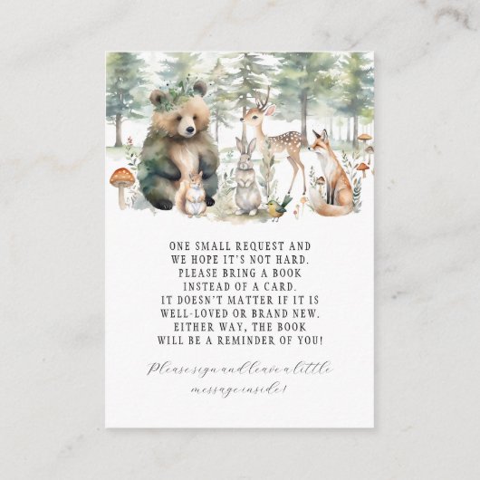 かわいい動物の森の森の森クマの本ベビー エンクロージャーカード (裏面)