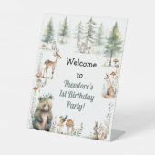 かわいい動物の森クマ鹿1歳の誕生日 台座サイン (正面)