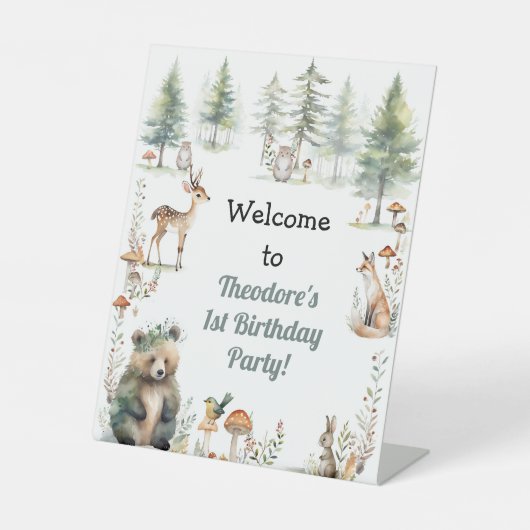 かわいい動物の森クマ鹿1歳の誕生日 台座サイン (正面)