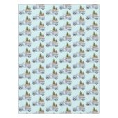 かわいい動物の模様が描かれたクリスマストラック テーブルクロス (正面)