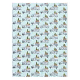 かわいい動物の模様が描かれたクリスマストラック テーブルクロス