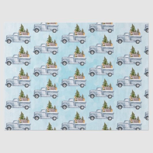 かわいい動物の模様が描かれたクリスマストラック 薄葉紙 (正面)